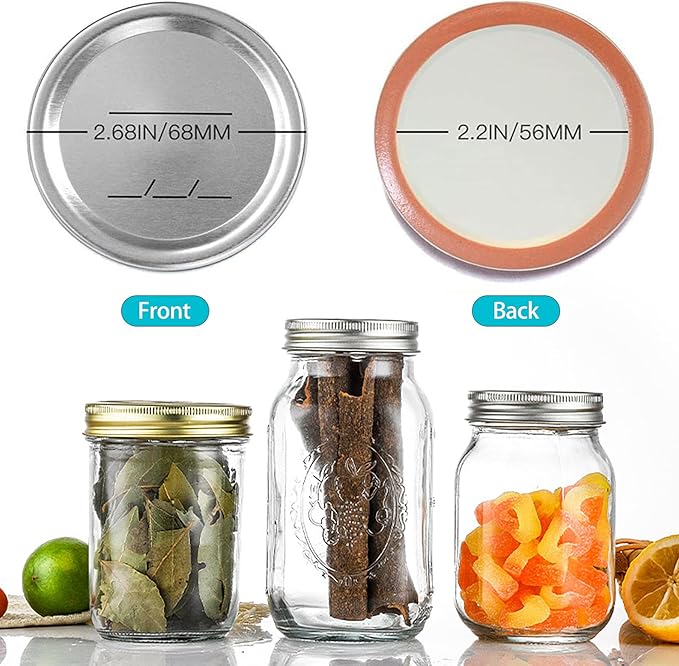 ZukoCert 24 Pcs 70mm Regular Mouth Canning Jar Lids, Leak-Proof Airtight Split-Type Metal Lids for Ball & Kerr Jars, Home Canning & Preservation