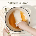 Overmont Enameled Cast Iron Dutch Oven - 7QT Pot with Lid Cookbook & Cotton Potholders - Heavy-Duty Cookware for Braising, Stews, Roasting, Bread Baking white