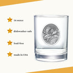 Heritage Pewter Moose Double Old Fashion | Double Rocks Glass 14 OZ for Liquor | Expertly Crafted Pewter Glass