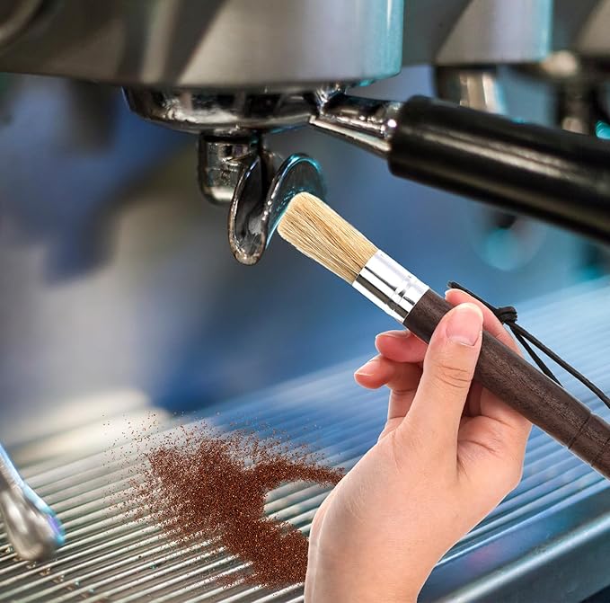 2 Pack Coffee Grinder Brush, Espresso Machine Brush with Wooden Handle and Natural Bristles, Coffee Grinder Cleaning Brush for Home Kitchen Espresso Machine Cleaner Tool
