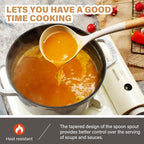 QMVESS Silicone Cooking Utensils Set, Kitchen Utensils Set 7 Pcs with Long Wooden Handle, Food Grade and Heat Resistant Large Silicone Spatula Set for Nonstick Cookware, BPA Free（Khaki）