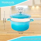 Cast Iron Pot with Lid – Non-Stick Ovenproof Enamelled Casserole Pot, Oven Safe up to 500° F – Sturdy Dutch Oven Cookware – Blue, 5-Quart, 24cm – by Nuovva