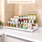 Premium Spice Rack Organizer for Countertops -tiered spice rack organizer for cabinet,spice jars, oil bottles and utensils 2 Packs White (modern rust-resistant design)
