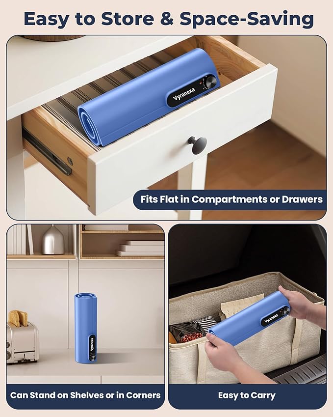 Warming Mat for Food - Space-Saving, Fits Two Baking Dishes, 7 Temp Settings, 4h Auto Shut-Off, Durable Silicone Surface, Easy to Clean, Perfect for Parties and Everyday Use (Blue, Medium)