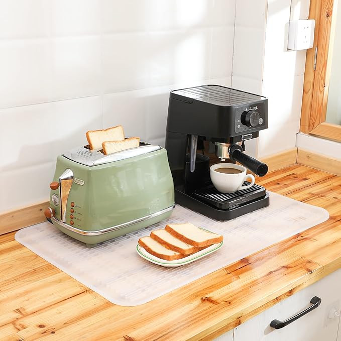 Silicone Dish Drying Mat for Multiple Usage,Easy clean,Eco-friendly,Heat-resistant Silicone Mat for Kitchen Counter or Sink,Refrigerator or Drawer Liner Translucent 3XL 28 inches x 18 inches