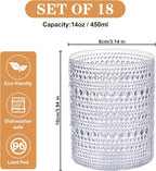 18PCS Plastic Hobnail Drinking Glasses - 14 Oz Clear Vintage Glasses Drinkware - Disposable Beaded Cups for Beer, Whiskey, Juice, Cocktail, Wine, Party