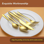 40 Piece Gold Silverware Set Service for 8, EIUBUIE Premium Stainless Steel Gold flatware Cutlery Sets, Mirror Polished Modern Kitchen Eating Utensils Sets Include Spoons Forks Knives