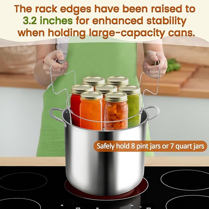 Canning Pot with Lid & Rack, 21.5 QT Stainless Steel Water Bath Canner for Home Canning, Complete Canning Supplies with Funnel, Jar Lifter, Tongs, Lid Lifter, Wrench, Bubble Remover