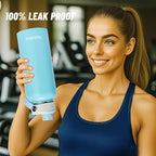 32oz Water Bottle with Comfort Grip Handle, HydroQuin Gym Water Bottle, Insulated Steel Water Bottle with Wide Mouth, No Straw