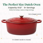 Larder & Vine Enameled Cast Iron 8 qt Dutch Oven Pot with Lid | Bread Baking | Compatible on All Cooktops & Oven Safe to 500° F | Great for Sourdough Bread | Cabernet