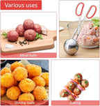 Meatball Maker, AHIER 2PCS None-stick Meatball Scoop Ball Maker with Detachable Anti-Slip Handles, Stainless Steel Meat Baller Cake Pop Scoop for Kitchen (1.38"&1.78")