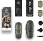 WACACO Nanopresso Portable Espresso Maker Bundled with Protective Case, 18 Bar Pressure, Portable Travel Coffee Maker, Manually Operated（Dark Soul Grey