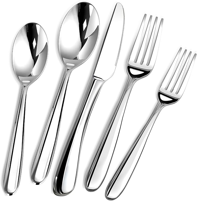 Heavy Duty Silverware Set for 12, 60 Piece Premium Stainless Steel Flatware Utensils Cutlery Set Including Steak Knife Fork and Spoon, Dishwasher Safe, Gift Package for Wedding Housewarming