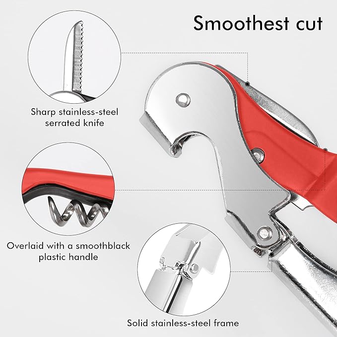 Professional Waiter Corkscrew Wine Openers Set, Heavy Duty Stainless Steel Hinges Wine Key for Restaurant Waiters, Sommelier, Bartenders