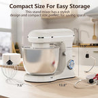 Electric Stand Mixer,10 Speeds Tilt-Head Food Mixer, 3-IN-1 Kitchen Mixer for Daily Cooks with Dishwasher-Safe 6.5 QT Bowl,Dough Hook, Beater, Whisk (Almond Cream)