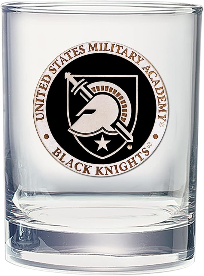 Heritage Pewter United States Military Academy Black Knights Double Old Fashion | Double Rocks Glass 14 OZ for Liquor | Expertly Crafted Pewter Glass