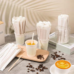 2000 Pcs Individually Wrapped Wooden Coffee Stirrers, Disposable Coffee Stir Sticks Round End Sticks Bulk Wood Stirrers for Cocktail Hot Drinks Restaurant Bar Home Office