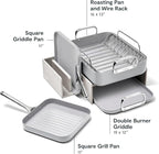 Caraway Square Cookware Set - Square Pans Set - Perfect for Griddling, Toasting, Searing, Roasting, and More - Non-Stick Ceramic Coated Pans - Non Toxic, PTFE & PFOA Free - Gray