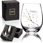 Taurus Stemless Wine Glass 20 Oz - Zodiac Birthday Gifts for Women Men, Golden Cup, Constellation Tumbler, Astrology Gift