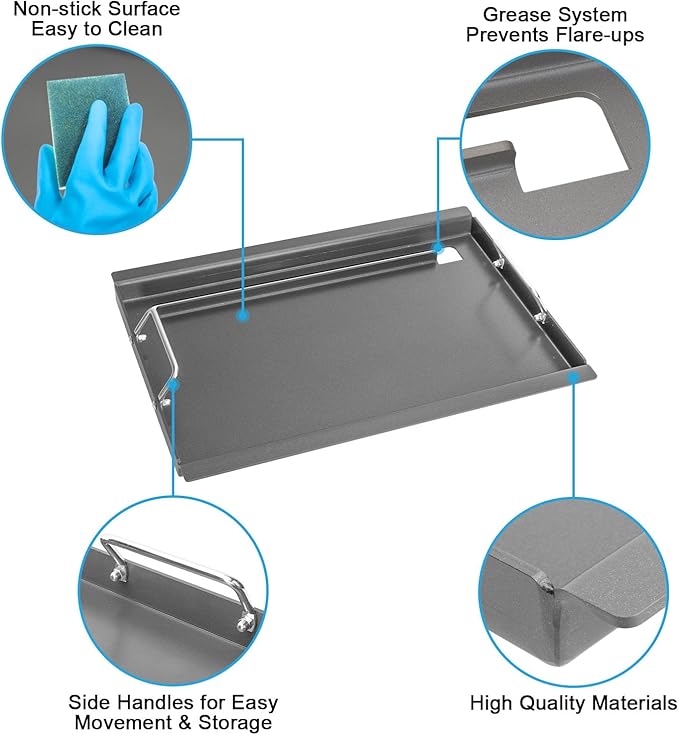 Full Size Griddle for Weber Old Spirit 200 Series Grills, Flat Top Griddle for Spirit E/S 200 & 210 Side Control Panel, Spirit 500, Genesis Silver A Gas Grills, Replace for 7521 7522 7523 65904 65905