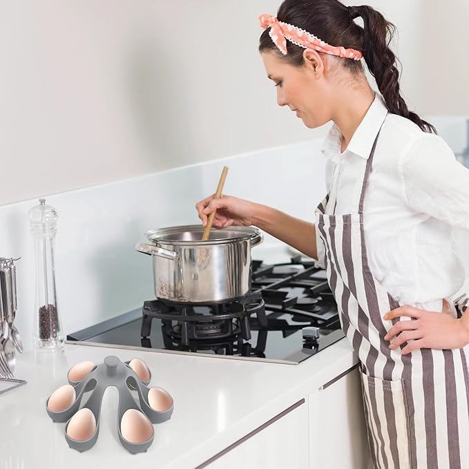 Silicone Egg Boiler Rack, Holds 6 Eggs, Egg Poacher Brackets, Egg Cooker for Home Breakfast Soft or Hard Boiled Eggs Making