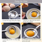 Egg Separator,Stainless Steel Egg Yolk White Separation Tool