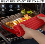 2 Pack Silicone Trivets - Heat Resistant Non-Slip Flexible Pot Holders for Hot Dishes & Pans - Red Silicone Trivet Mat Dish Drying Mat Spoon Rest, 9x12 in