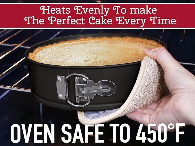 Zulay Kitchen 7-Inch Non-stick Cheesecake Pan -Leakproof Springform Pan with Removable Bottom and Easy Release - Round Cake Pan for Baking Cheesecake, Deep Dish Pizza (Black)