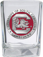 Heritage Pewter University of South Carolina Square Shot Glass | Hand-Sculpted 1.5 Ounce Shot Glass | Intricately Crafted Metal Pewter Alma Mater Inlay
