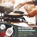 E-far Silicone Cooking Utensils Set, 7-Piece White Heat Resistant Kitchen Utensils Set, Kitchen Nonstick Tools Spatula Ladle Spoon Pasta Server for Non-stick Cookware, Non-Toxic & Dishwasher safe