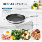 Non Stick Frying Pans, 10 inch Stainless Steel Nonstick Fring Pan with Honeycomb for Kitchen Cooking - Skillet for Cookware - Works with Induction Cooktop Ceramic and Gas.