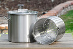 Barton 32Qt Stock Pot w/Strainer Basket Commercial Stainess Steel Food Grade 304 Turkey Deep Fryer Crawfish Clam Steamer