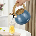 MARSKITOP Tea Kettle Stovetop Whistling Tea Pots for Stove Top Food Grade Stainless Steel Teapot for Induction Cooktop, 2.6 Quart, Blue