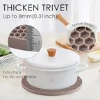 Silicone Trivets for Hot Dishes, 4 PCS Multipurpose Heat Resistant Mat Thick Silicone Hot Pads Pot Holders for Kitchen Counter, Flexible Jar Opener Food Grade Spoon Holder, Silicone Coasters (Almond)