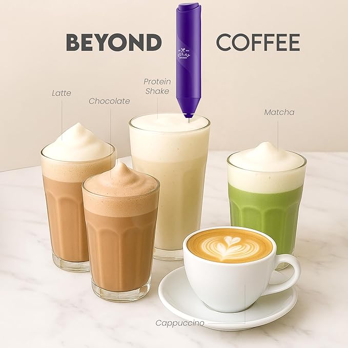 Zulay Kitchen Milk Frother Handheld Battery Operated – Electric Drink Mixer for Coffee, Lattes, Cappuccinos, Matcha & Hot Chocolate – Portable Foam Maker & Coffee Bar Accessory