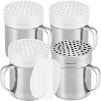 CUSINIUM 10oz Metal Parmesan Cheese Shakers with Large Holes - With Handle - Chili Flakes Dispensers - Pizza Shakers - Pack of 4 | Style: Coarse