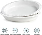 Ceramic Pie Pan Set of 2, 11 inch Round Baking Dish, Porcelain Pie Plate, Non-Stick, Oven & Dishwasher Safe, Non-Stick Pie Dish for Baking