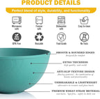 40 OZ Wheat Straw Bowl Sets, 6 PCS Unbreakable & Lightweight Salad Bowls, Microwave & Dishwasher Safe, BPA-Free, Kitchen Bowl Set for Serving, Soup, Oatmeal, Fruit, Noodles, Green