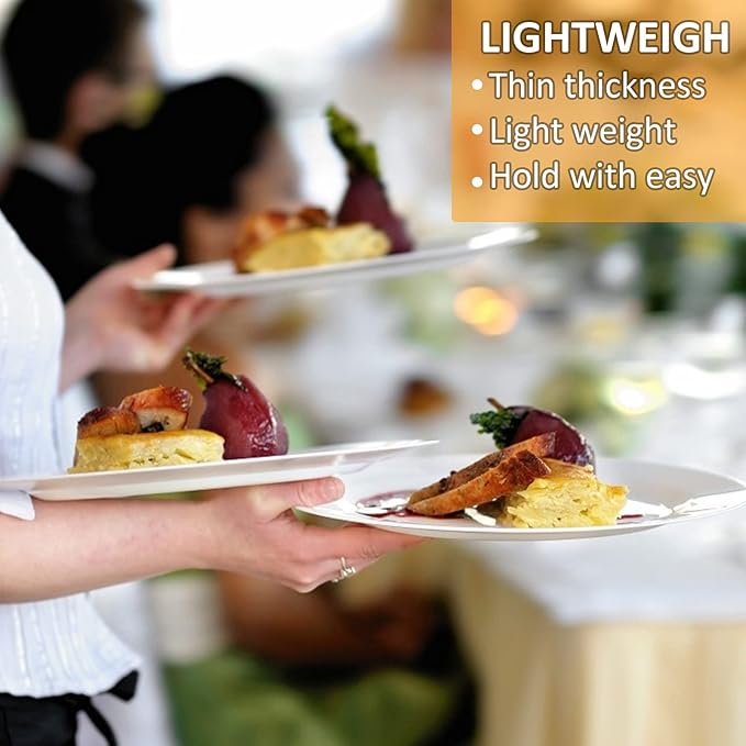 Melamine Dinner Plates,Round,Wide Side, Deep Plate,White,10 Inches,Set of 6,PYW-10-06