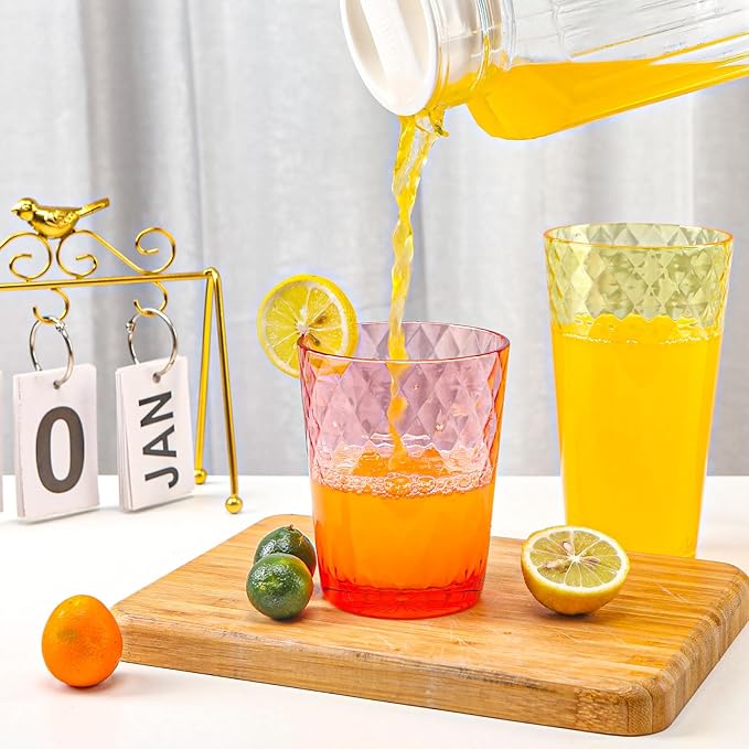 BPA-Free Plastic Tumblers 8 Pack (4x16oz+4×22oz) | Reusable Dishwasher Safe | Stackable Shatterproof Cups | Plastic Drinkware & Drinking Tumblers for Restaurant, Home, Party