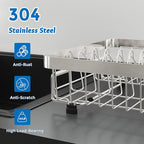 MAJALiS Expandable in Sink Dish Drying Rack - Adjustable Capacity (11.3''-17''L) Stainless Steel Over Sink Dish Drainers Rack for Kitchen Sink with Utensil Holder, Silver