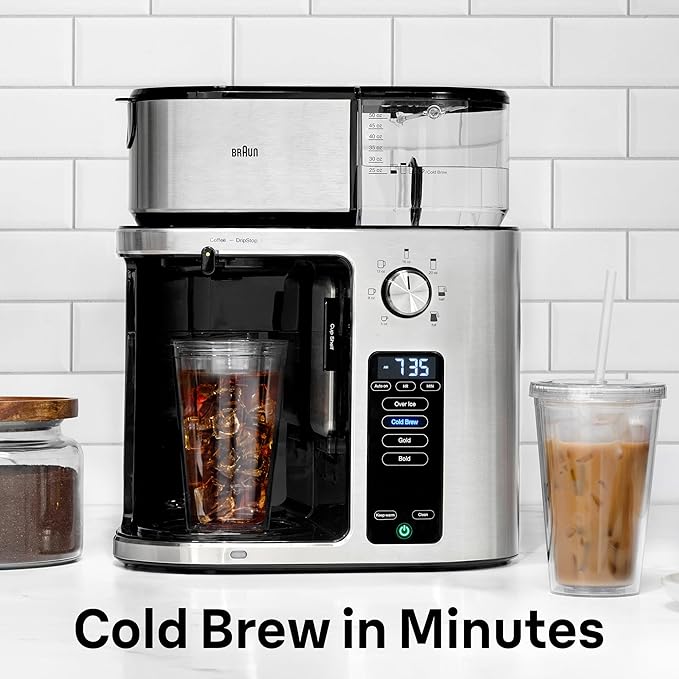 Braun MultiServe Plus 10-Cup Drip Coffee Maker - Hot & Cold Multi-Serve Brewer with Programmable Timer and Auto Start, Over Ice Function, Stainless Steel & Pod-Free Design, KF9270SI