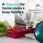 Souper Cubes 1 Cup Silicone Freezer Molds - Soup Cubes Perfect for Storing Broth, Rice, Leftovers and More - Silicone Freezer Trays with Lids for Meal Prep - Cranberry - 1-Pack