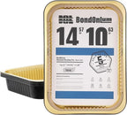 Aluminum Foil Pans, Extra Heavy Duty Disposable Aluminum Baking Pans, 14.57"×10.63" Steam Table Pans for Cooking, Heating, Storing, Prepping Roasting and Chafing (5 Pack Black and Gold)