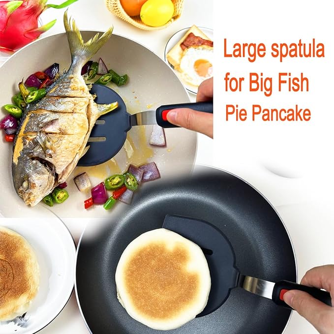 4Pcs Spatula Silicone Heat Resistant Flexible Rubber Silicone Spatulas for Nonstick Cookware, Burger Pancake Spatula Turner Large Silicone Spatulas Set for Cooking Kitchen Utensils Set Black