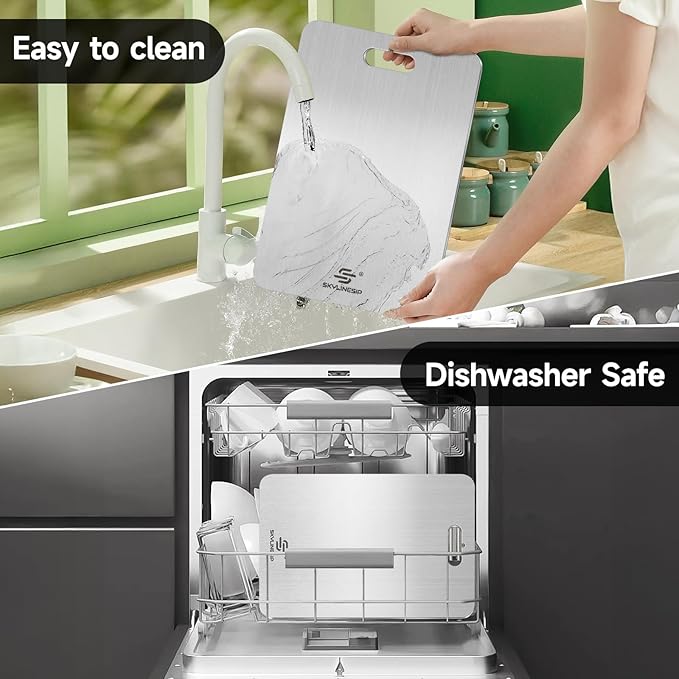 Titanium Cutting Board for Kitchen, No Toxic Double Sided Pure Titanium Cutting Boards for Kitchen, Easy to Clean, Meat, Fruit, Vegetables Chopping Board (14''L x 10''W)