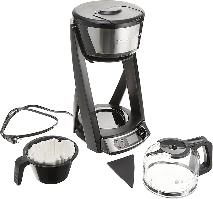 BUNN HB Heat N Brew Programmable Coffee Maker, 10 cup, Stainless Steel, 46500.0003