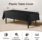 Exquisite Party Solids 12-Pack Premium Plastic Tablecloth 54in. x 108in. Rectangle Table Cover - Clear…