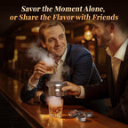 Electric Whiskey Smoker Kit Built-in Lighter, Rechargeable Cocktail Smoker Kit with 6 Wood Chips, No Butane Required, Fits Most Glasses,Ideal Christmas/Birthday Gifts for Men, Dad, Husband (Walnut, S)