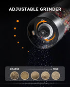 FORLIM Electric Salt and Pepper Grinder Set, USB Rechargeable, Automatic Salt Pepper Mill Grinder with Dust Cover, One-Button Control, Adjustable Coarseness, Warm LED Light (2 Packs, Stainless Steel)